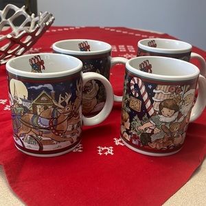 Certified International Betty Whiteaker Santa Claus Mug Set of 4 12oz.